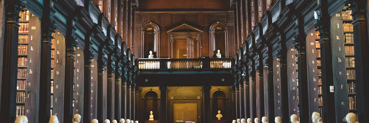 interior of Trinity College Library in Dublin, Ireland